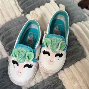 Vans Kids' Unicorn Slip-On Shoes - White and Teal